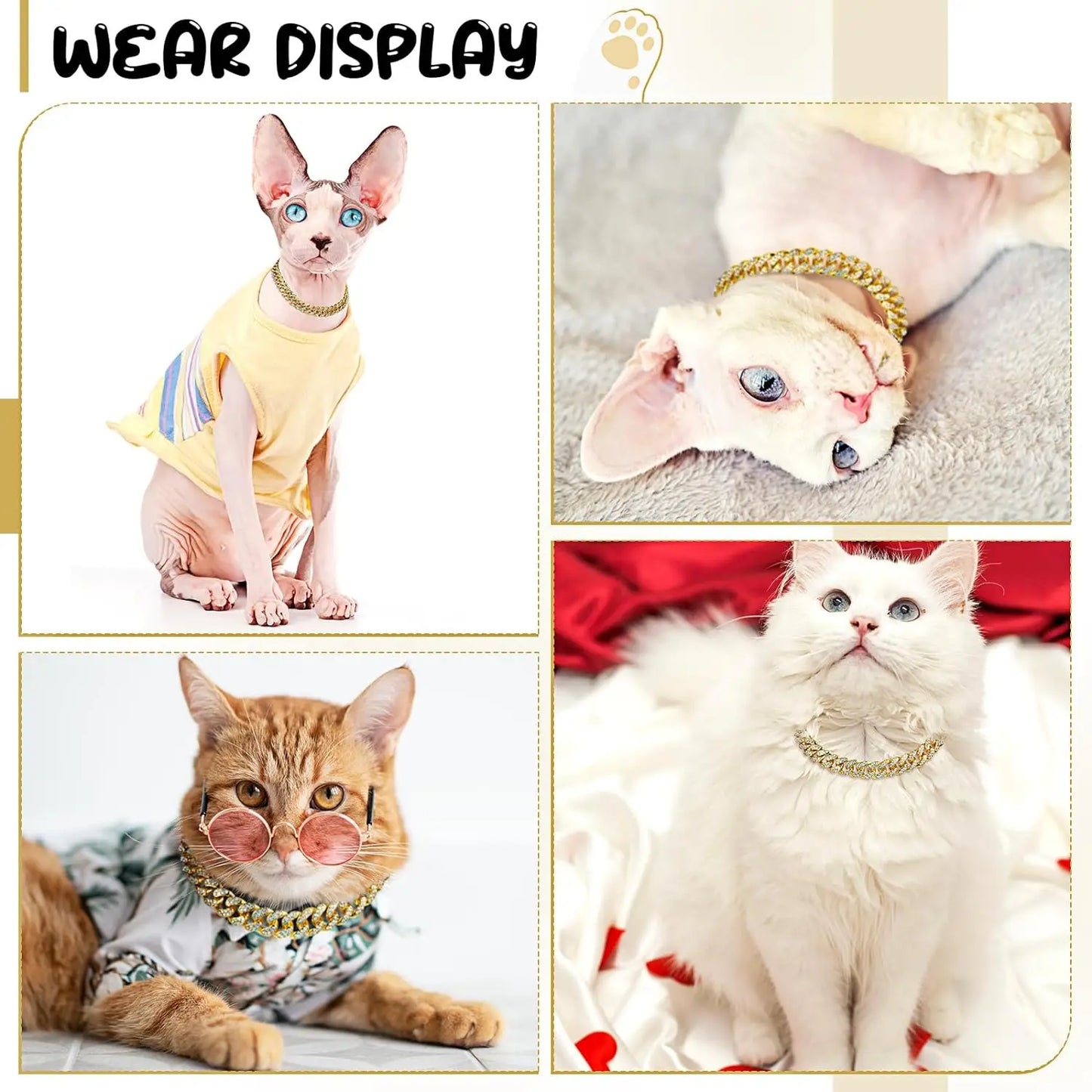 Dog Chain Collar Luxury Gold Pet Metal Chain Collar for Small Medium Large Dogs Cats Pet Jewelry Necklace Accessorie