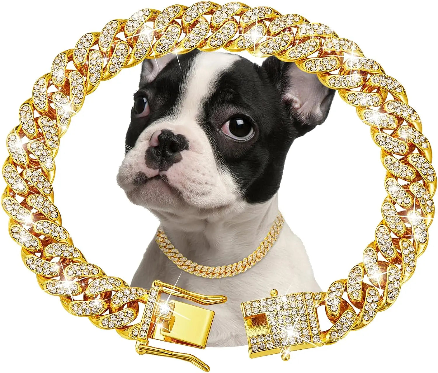 Dog Chain Collar Luxury Gold Pet Metal Chain Collar for Small Medium Large Dogs Cats Pet Jewelry Necklace Accessorie