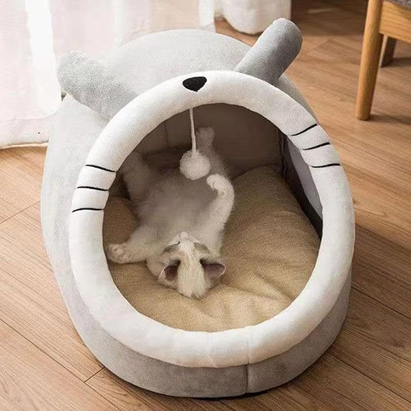 Pet Tent Cave Bed for Cats Small Dogs Self-Warming Cat Tent Bed Cat Hut Comfortable Pet Sleeping Bed Foldable Removable Washable